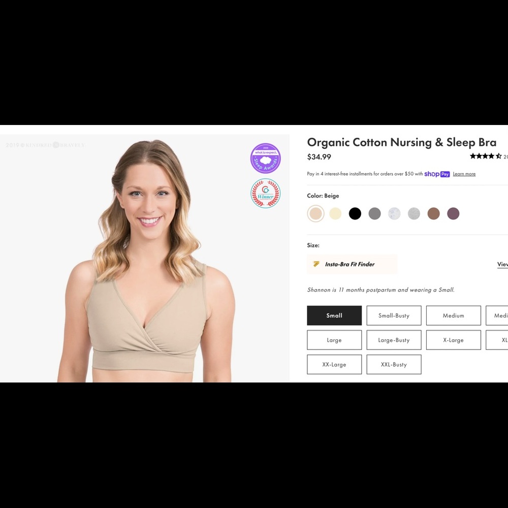 Organic cotton nursing bra